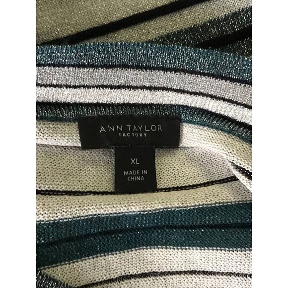 Ann Taylor Factory Metallic Striped Wide Collar Lightweight Sweater Size XL - Picture 6 of 7